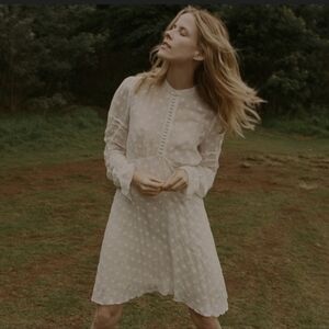 Doen White Embroidered Button Mini Dress XS